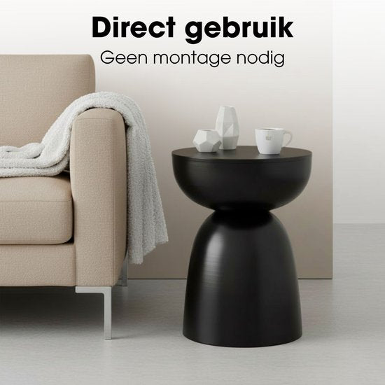 Mica Decorations Elliot Bijzettafel - Bijzettafel Rond H45 x Ø32 cm - Bijzettafeltje voor Woonkamer of Slaapkamer - Ideaal als Plantentafeltje - IJzer met Poedercoating - Zwart
