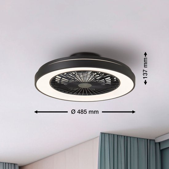 Brilliant Mazzaro - Plafondventilator - LED 40W - 3000K-6500K - Dimbaar - Zwart
