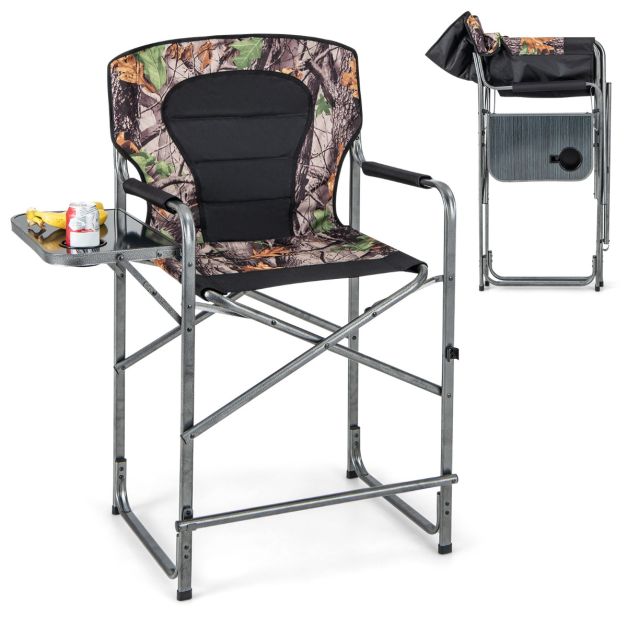Coast Campingstoel met Tafeltje - Hoog - Max. 150 kg - 62 x 56 x 110 cm - Camouflage