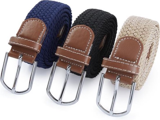 Spaceflight - Elastische riemen - Uitrekbare riemen - 104 tot 120 cm - Set van 3 - Blauw, zwart, beige