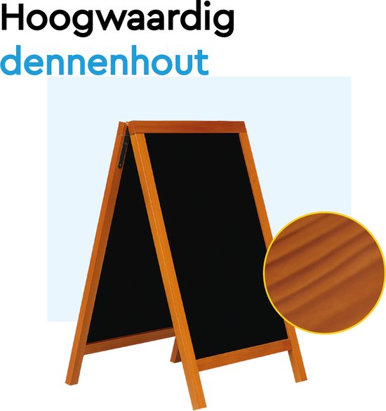 BRASQ Krijtstoepbord Mahonie - 70x130 CM - Krijtbord - Reclamebord - Stoepbord - Dubbelzijdig - voor Binnen en Buiten - Horeca