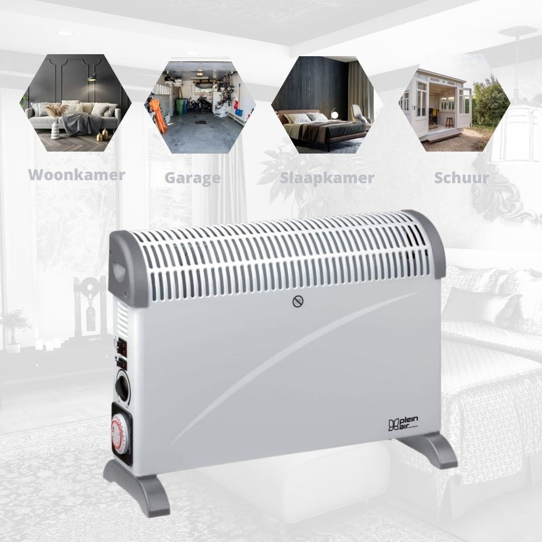 Plein Air TC-T24 Convector Kachel – 2000W – 3 Warmtestanden – Krachtige en Efficiënte Verwarming – Wit
