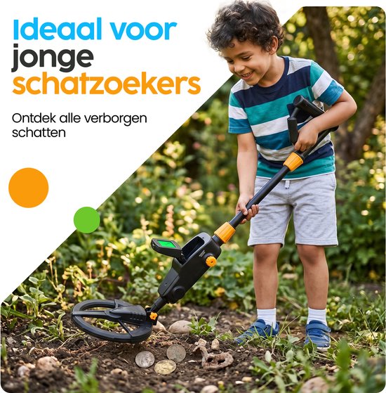 Infinity Goods Metaaldetector Junior - Voor Kinderen - Waterdicht & Lichtgewicht - Verstelbaar - LCD Scherm - Incl. Batterijen en Schep