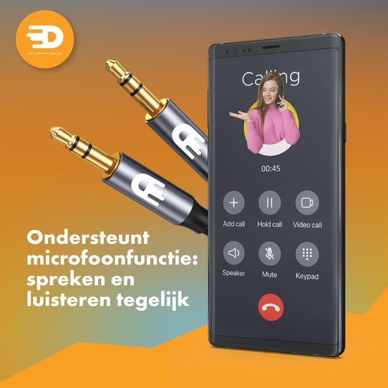 Drivv. AUX Kabel 3.5 mm - Audio Kabel - Goud Vergulde - Male naar Male - Zilver - 1.5 meter