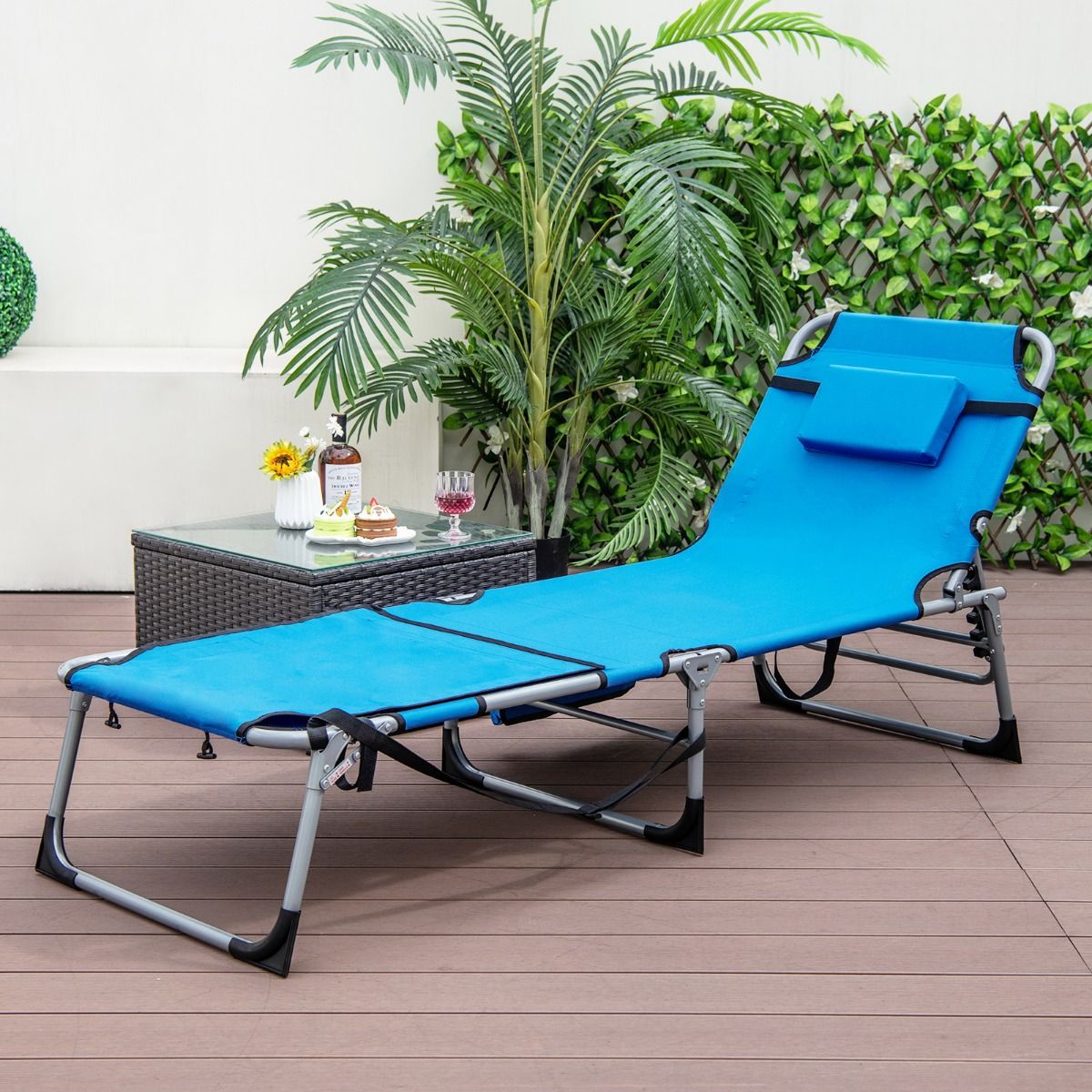 Coast Opvouwbare Ligstoel - met gezichtsopening en verstelbare rugleuning - marineblauw