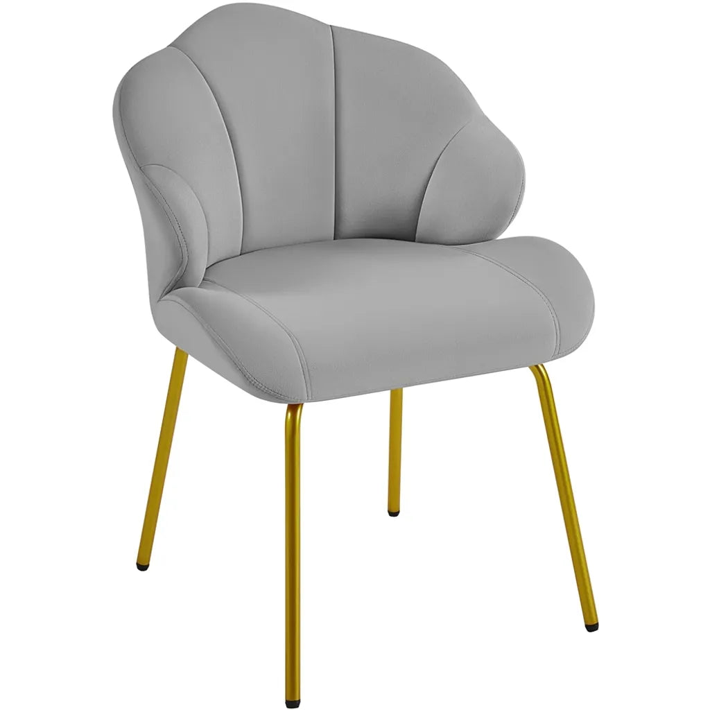 Yaheetech Eetkamerstoel Schelpvorm 56 x 57 x 78 cm - Lichtgrijs - Fluwelen Stoel met Metalen Poten