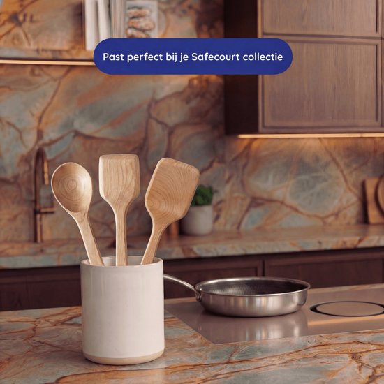 Safecourt Kitchen 3 delige houten spatelset [100% vrij van microplastics] - FSC-gecertificeerd berkenhout