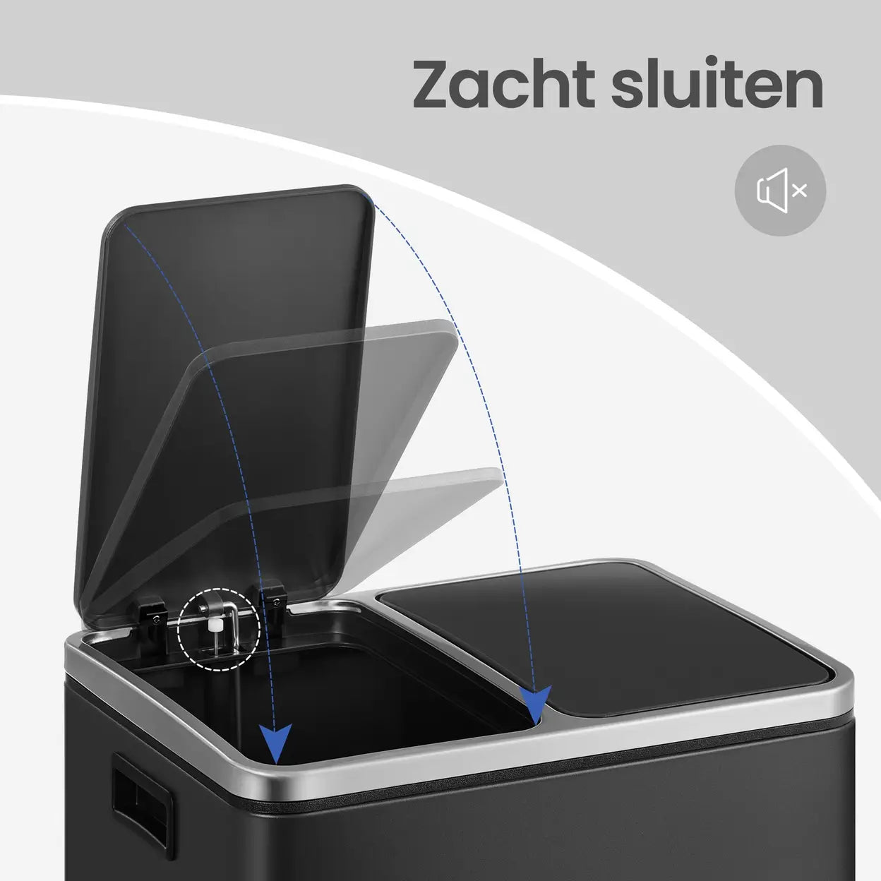 Joyfurnos Dubbele Pedaalemmer - Zwart - 2 x 15 Liter - Softclose Deksel - Staal - 41,8 x 35,9 x 44,5 cm