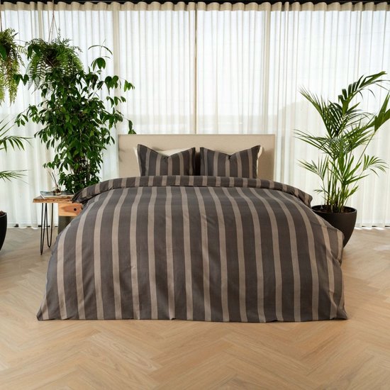 Kayori Dasshu Dekbedovertrek Katoensatijn a - 140x200-220 + 1 sloop - Eenpersoons - Antracite