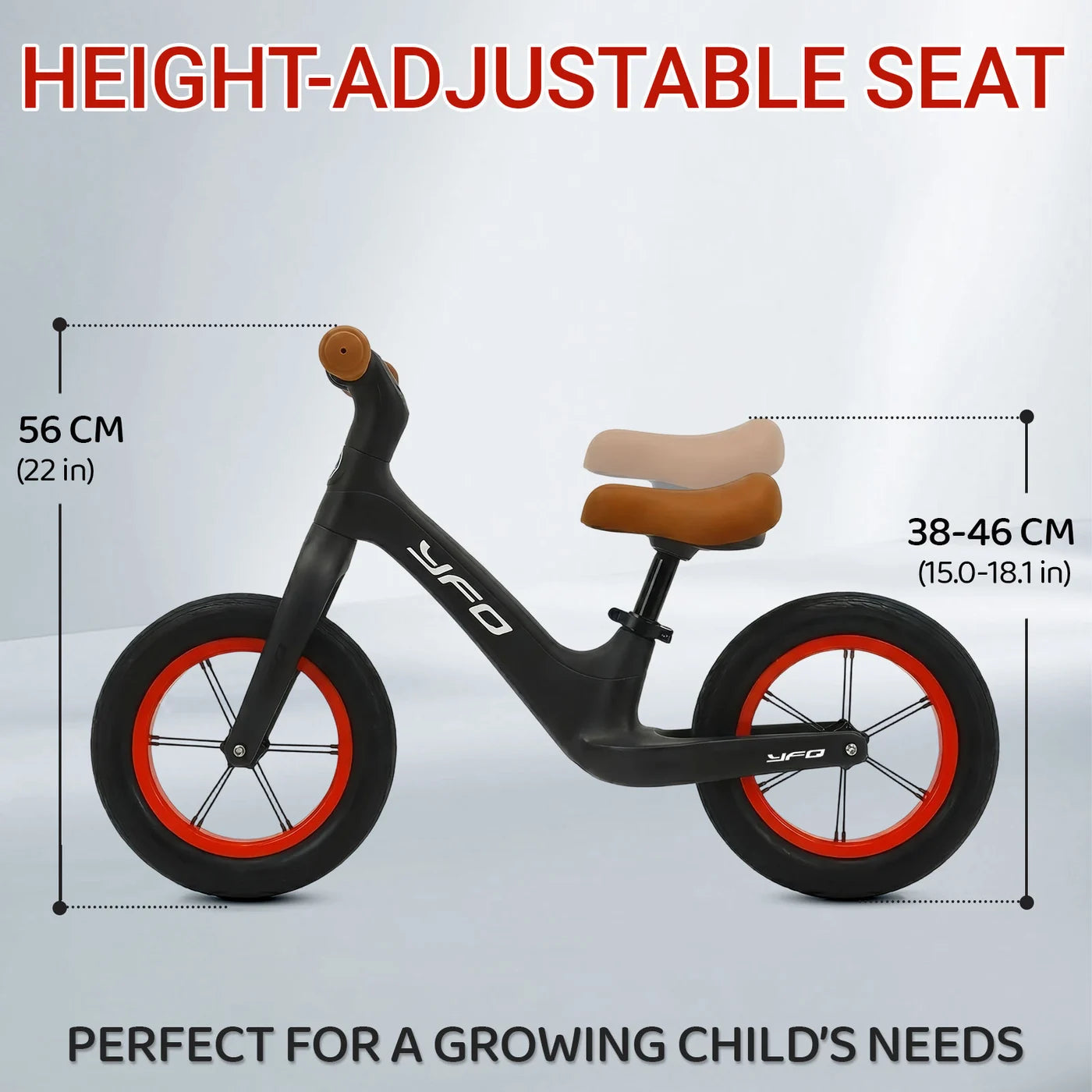 Neuleb Loopfiets KB003 - Zwart - Voor 3 tot 6 Jaar - Verstelbaar Zadel - Antilekbanden - Met Standaard - Lichtgewicht