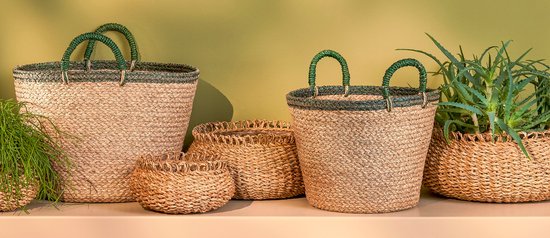 Mica Decorations Gourdon Plantenmand - Set van 4 - H17 x Ø31 cm - Bruin