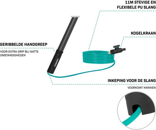 VONROC 3K Full Carbon Telescopische Wasborstel - 7.5 meter - Incl. 5-vlaks borstelkop, 11m waterslang en zeepdispenser
