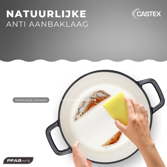 Castex Elegance Royal Gietijzeren Braadpan met Deksel 24 cm - Inductie Pan - Braadpannen Gietijzer - Zwart