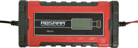 Absaar Acculader Pro 6.0 (12/24v - 6a) 0-120/180ah Rood/zwart