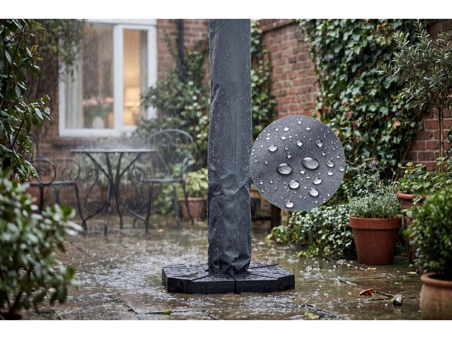 Feel Furniture Parasolhoes Voor Roma Parasol – 4 x 3 Meter – Waterafstotend Met Fiberglas Stok – Donkergrijs