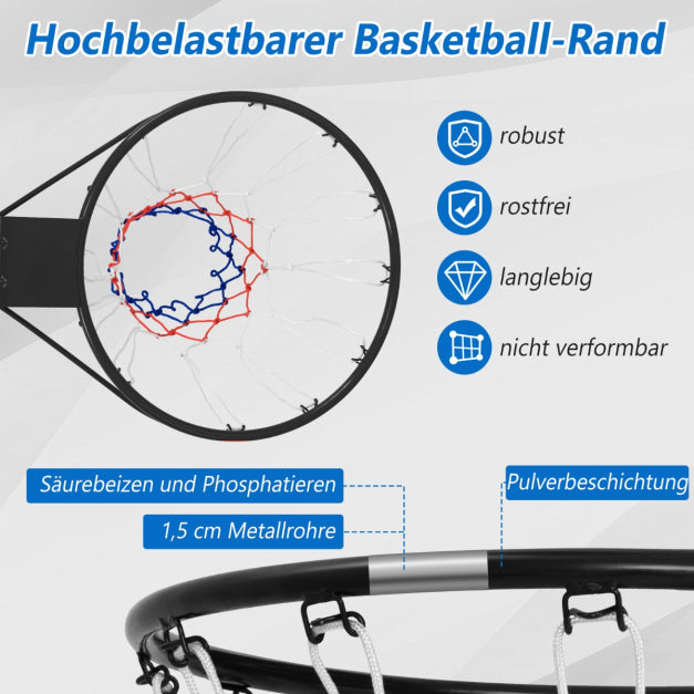 Coast Basketbalring - Metaal & Polyester - Ø45cm - 58 x 48 x 10 cm - Zwart