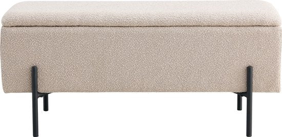 House Nordic Bankje Watford Bouclé met Opslag Beige 95x36,5x46cm