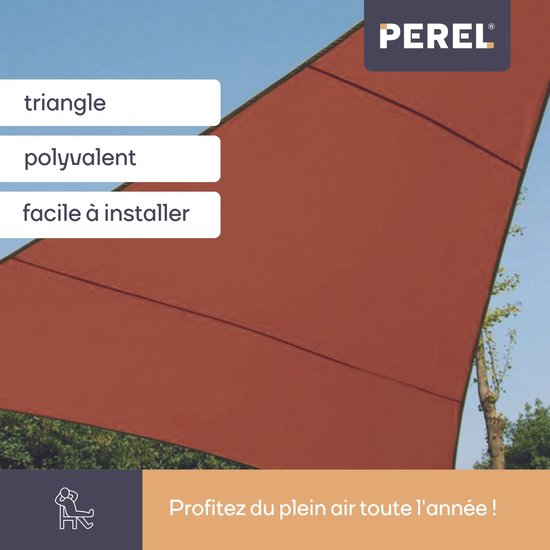 Perel Schaduwdoek, waterafstotend, 3.6 x 3.6 x 3.6 m, 160 g/m², polyester, driehoek, terracotta