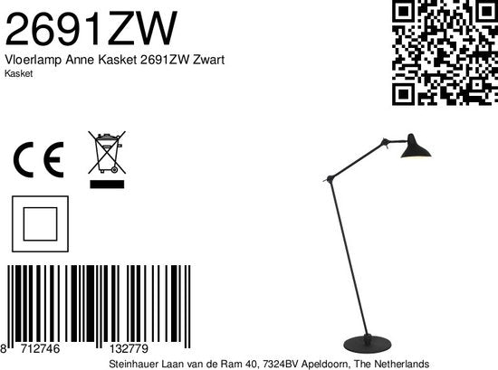 Vloerlamp Anne Light & home Kasket - Zwart