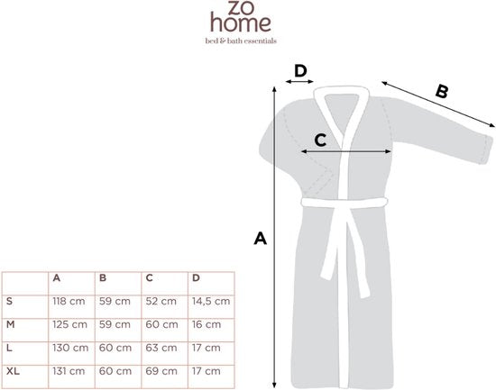 Zohome Badjas Cara - Kamerjas voor Dames en Heren - L - Ochtendjas - Geschikt voor de Sauna - Blauw