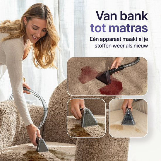 LUMAN Tapijtreiniger 5 in 1 - 60°C Verwarmingsfunctie - Vlekkenreiniger - Stoomreiniger - Zetelreiniger - Bank Reiniger - 16.000 kPa - Groen