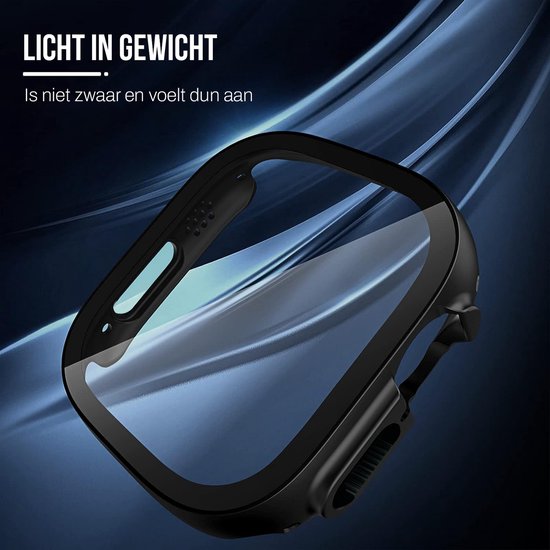 Hoesje geschikt voor Apple Watch Ultra - 49 mm Screen Protector - Podec Full Cover Hard Case - Zwart - 2 Stuks