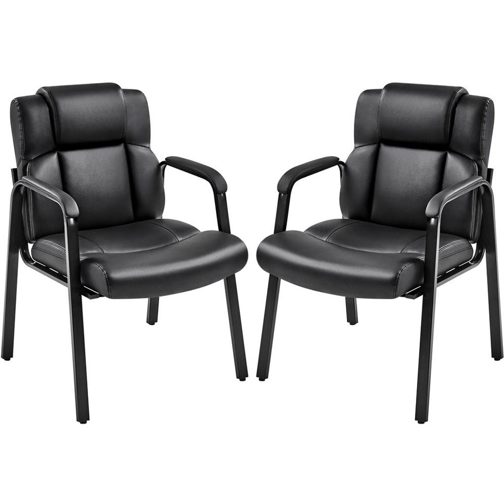 Yaheetech Bureaustoel Set van 2 - Eetkamerstoelen met Armleuning en Rugleuning - Kunstleer - 64x68,5x91,5 cm - Zwart
