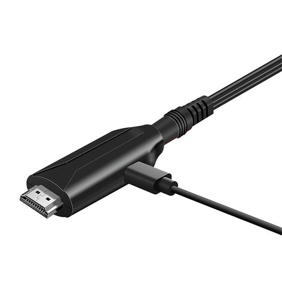 SCART naar HDMI Adapter - 1080p/720p alles-in-één Scart naar HDMI audio-videoadapter - Wordt geleverd met HDMI-kabel, Scart-ingangskabel en HDMI-uitgangspoort - Werkt met HDTV's, settopboxen, VHS-systemen, Xbox, PS3, Sky, DVD en Blu-ray