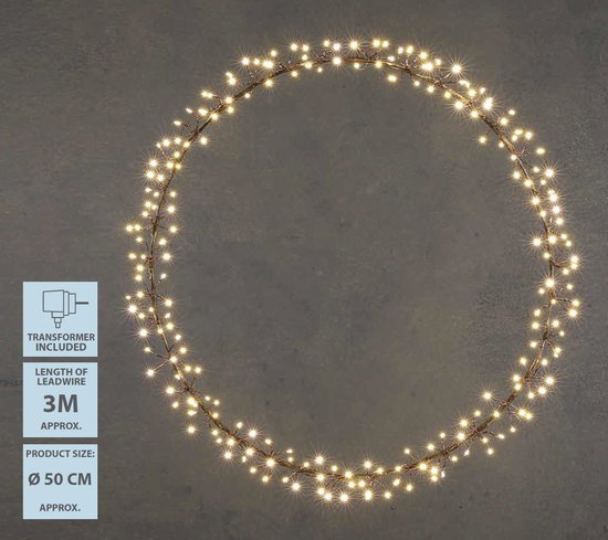 Luca Lighting Lichtkrans met Warm Witte LED Verlichting - Ø50 cm - Zwart