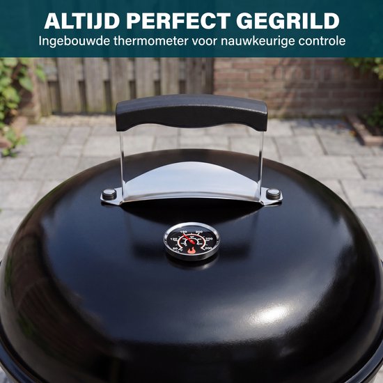 Princess Hybride Kogel BBQ - Elektrische en Houtskool Barbecue - 2000W - Verstelbare Afneembare Thermostaat - Grillrooster met coating - Deksel met Ingebouwde Thermometer - 112270
