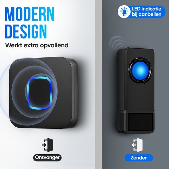 Strex Draadloze Deurbel met 2 Ontvangers - Plug & Play - 300 Meter - 4 Volume / 58 Melodieën - IP55 Waterdicht