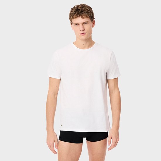 Lacoste Heren 100% Katoen Rond T-shirt Wit (3 stuks) - Maat M