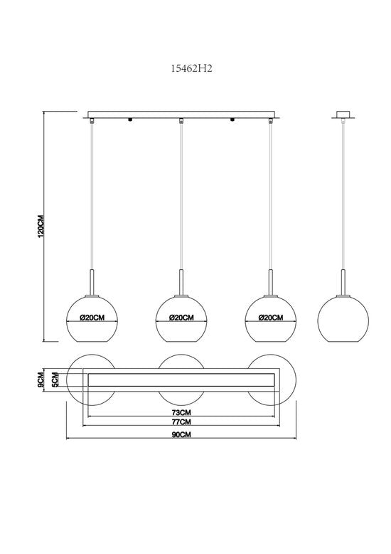 Globo - hanglamp - ADARA - brons - glas - grote eettafellamp - E27 - 15462H2