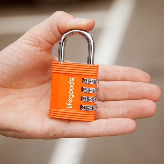 LifeGoods Hangslot - Cijferslot - Kofferslot - Reisslot - 4-Cijfers - Weerbestendig - Oranje