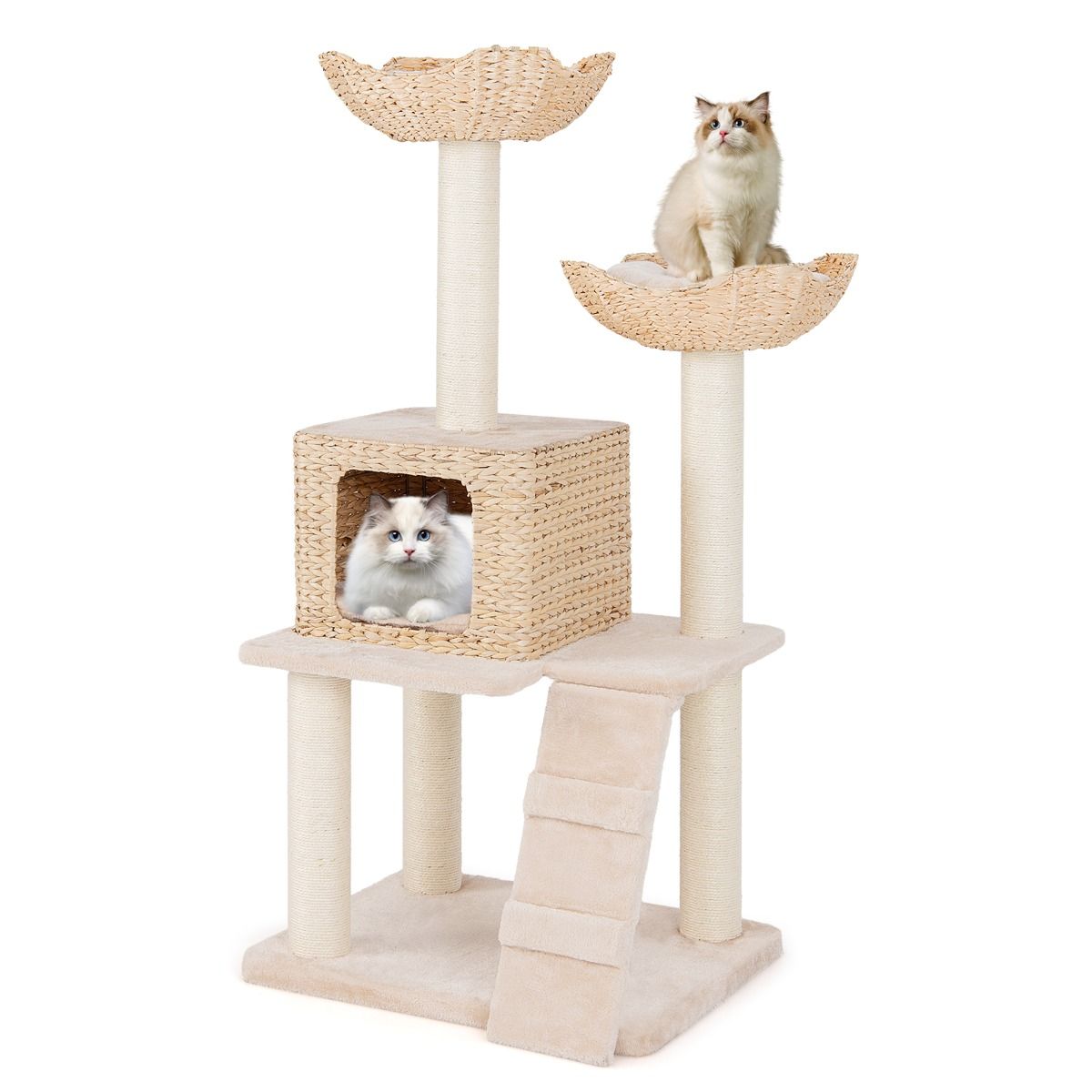 Coast Krabpaal voor katten - 4 niveaus - sisal krabpalen - wasbare kussens - beige 122 cm