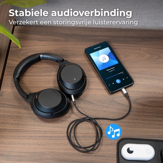 Nuvance AUX naar USB C - AUX Kabel USB C - 1 Meter - USB C naar AUX - Gevlochten Nylon - USB C AUX - USB C naar Jack