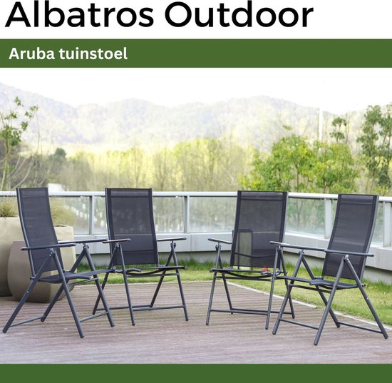 Albatros Aruba Tuinstoelen Set van 2 - Opvouwbare Tuinstoelen met Robuust Metalen Frame en Hoog Draagvermogen - Comfortabele Opvouwbare Stoelen ook als Terrasstoelen of Balkonstoelen