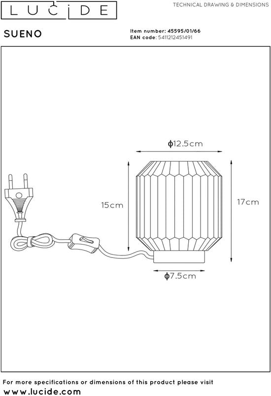 Lucide SUENO - Tafellamp - Ø 13 cm - 1xE14 - Roze