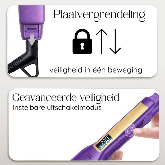 Sansbeauté® Professionele Stijltang - 2 in 1 - Krultang - Stijltangen - Hair Straightener - Snel Opgewarmd - 80℃ t/m 230℃ - Steilen & Krullen - ION technologie - Classic Purple
