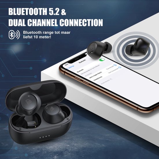 Draadloze Oordopjes met Noise Cancelling – 40u Batterij – Bluetooth Earbuds – Comfort Fit – Golden Sound Buds Pro