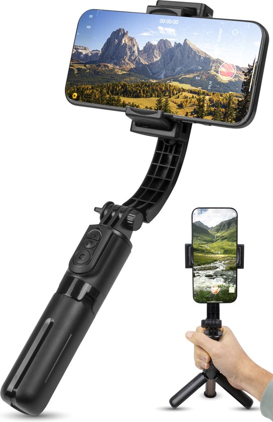 Nuvance - Gimbal Stabilisator voor Smartphone - Selfiestick - met Statief en Afstandsbediening - Tripod