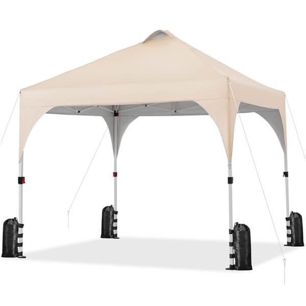 SOBERINE Pop-up Vouwpaviljoen 3 × 3 m met Wieltas, Zandzakken en Haringen Beige