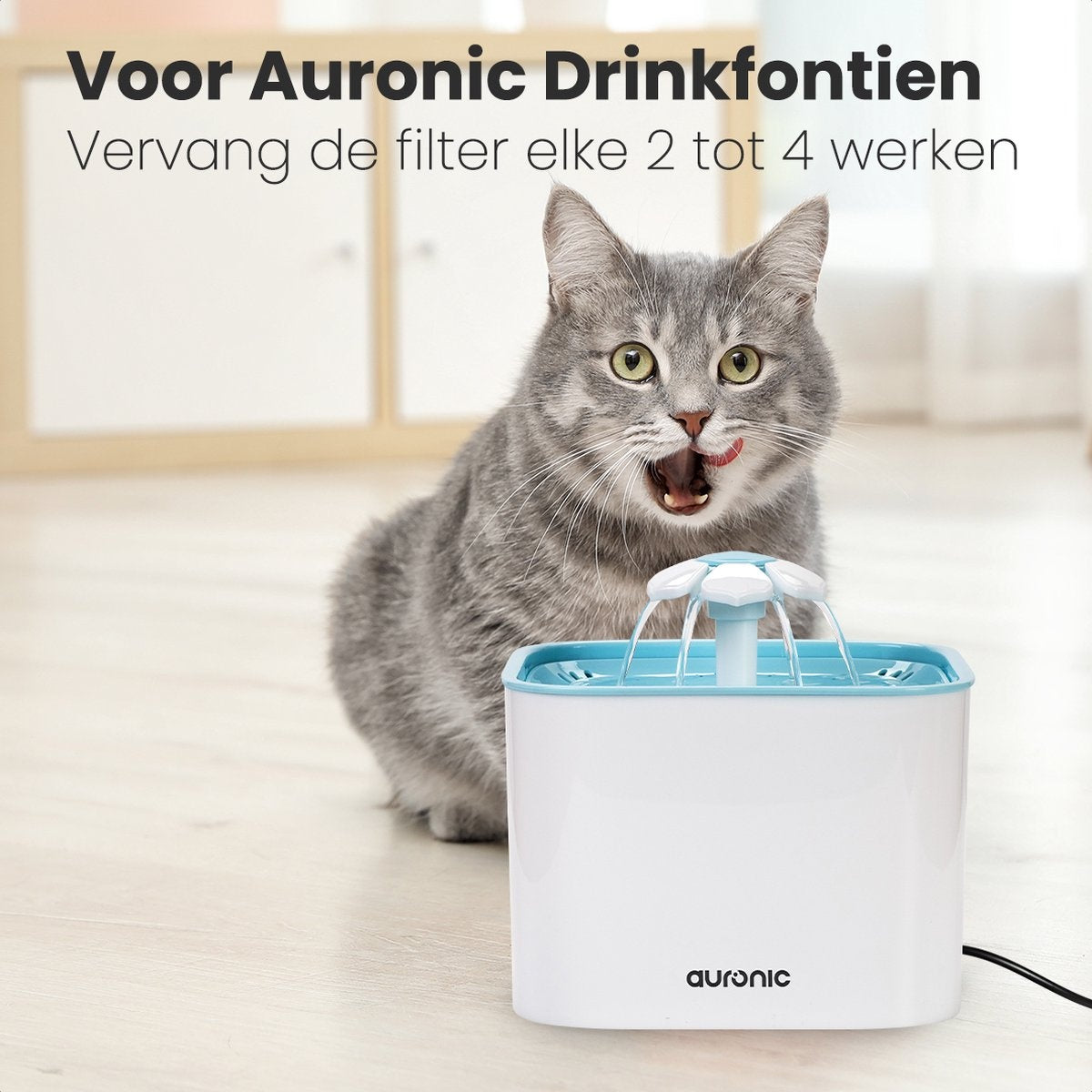 Auronic Drinkfontein Filters - 6 Stuks - 3-Laags - Voor Auronic Drinkfontein AU3014