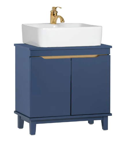 SoBuy Wastafel Onderkast met 2 deuren - Max. 25KG - 60x30x59 cm - Blauw