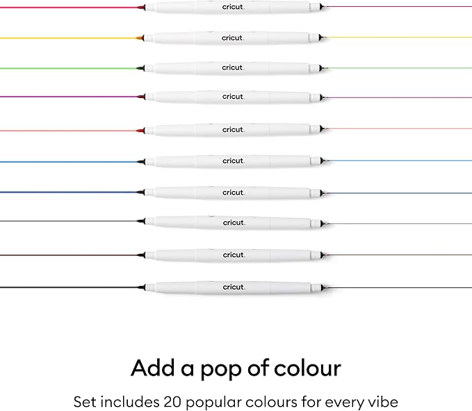 Cricut Dubbelzijdige Markers 20-delig – 0,4 mm Fijne Punt & 1 mm Marker – Multicolor – Voor Explore, Maker & Venture