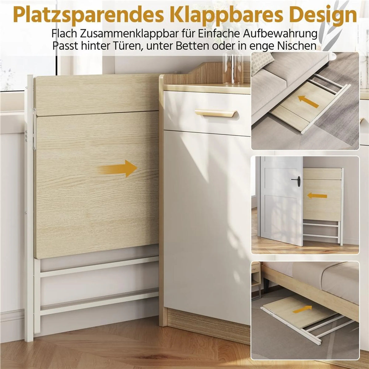 Yaheetech Inklapbaar Computerbureau met Monitorstandaard – 106,5 x 60,5 x 90 cm – Licht Hout