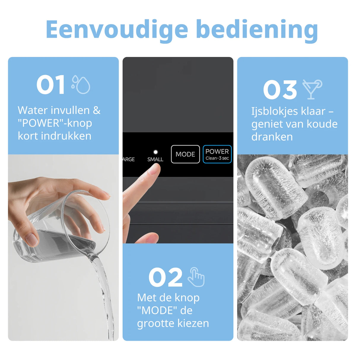 Comfee IJsblokjesmachine RCI12BL1EU - 12 kg ijs per dag - Zelfreinigend - 29,5 x 21,3 x 29,5 cm - Zwart