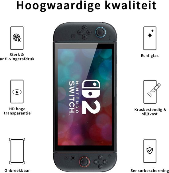 Podec - 3x Screenprotector geschikt voor Nintendo Switch 2 - Geharde Glazen Schermbeschermer