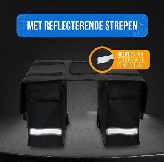 Strex Dubbele Fietstassen 40 Liter - Met Reflectoren - Zwart