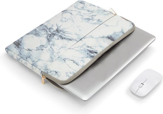 Trendfield 13 Inch Laptophoes voor Macbook Air & Pro - Sleeve 13.3 Inch Laptop Hoes - Wit Marmer